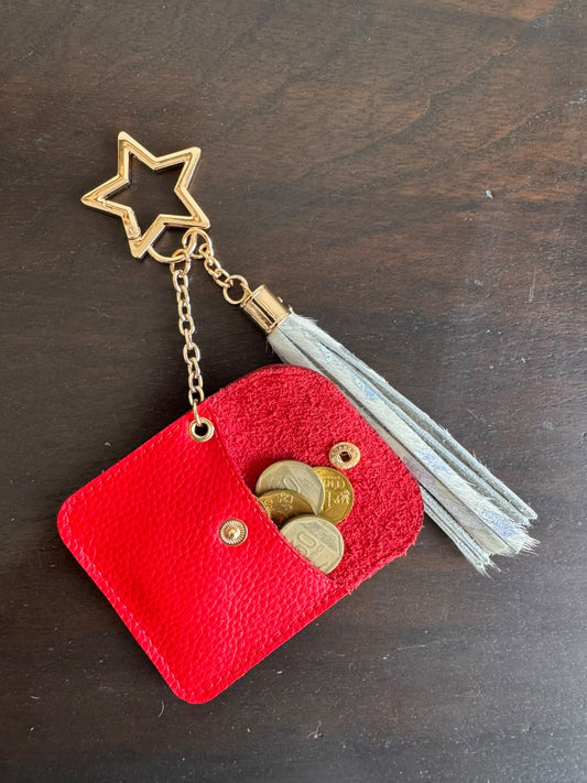 Charm Estrella - Monedero y fleco - Rojo con plateado
