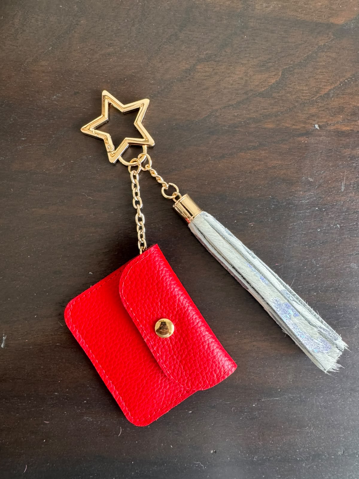 Charm Estrella - Monedero y fleco - Rojo con plateado